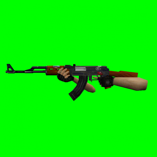 AK-47 со стикерами.