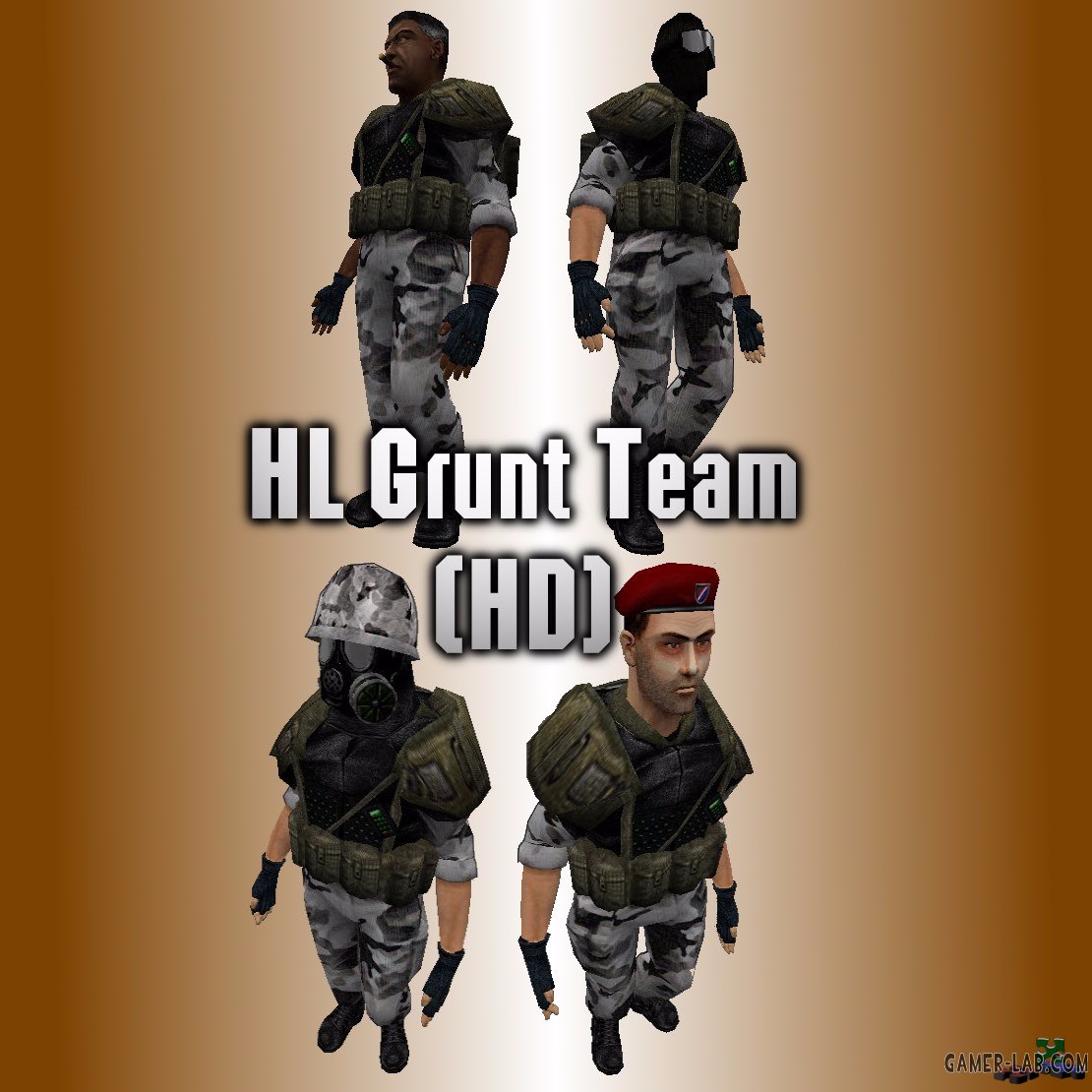 HL Grunt Team (HD) - Packs - Counter-Strike 1.6 - Player models - Goldsrc  Warehouse (HL1) - Пак из шести видов бойцов H.E.C.U. из игры Half-Life.