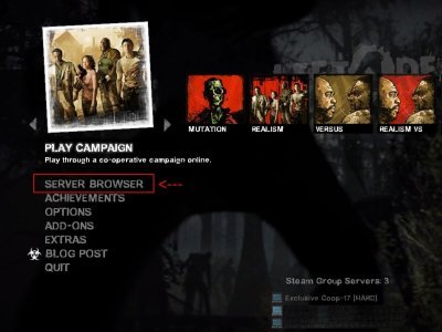 Добавляет кнопку Поиск серверов [Для Left 4 dead 2]