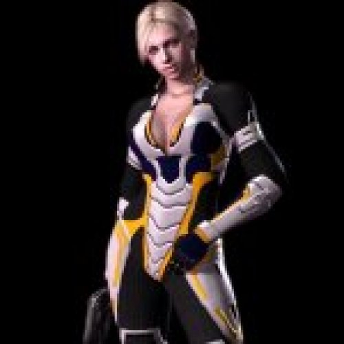 Jill in yellow Mass Effect Battlesuit