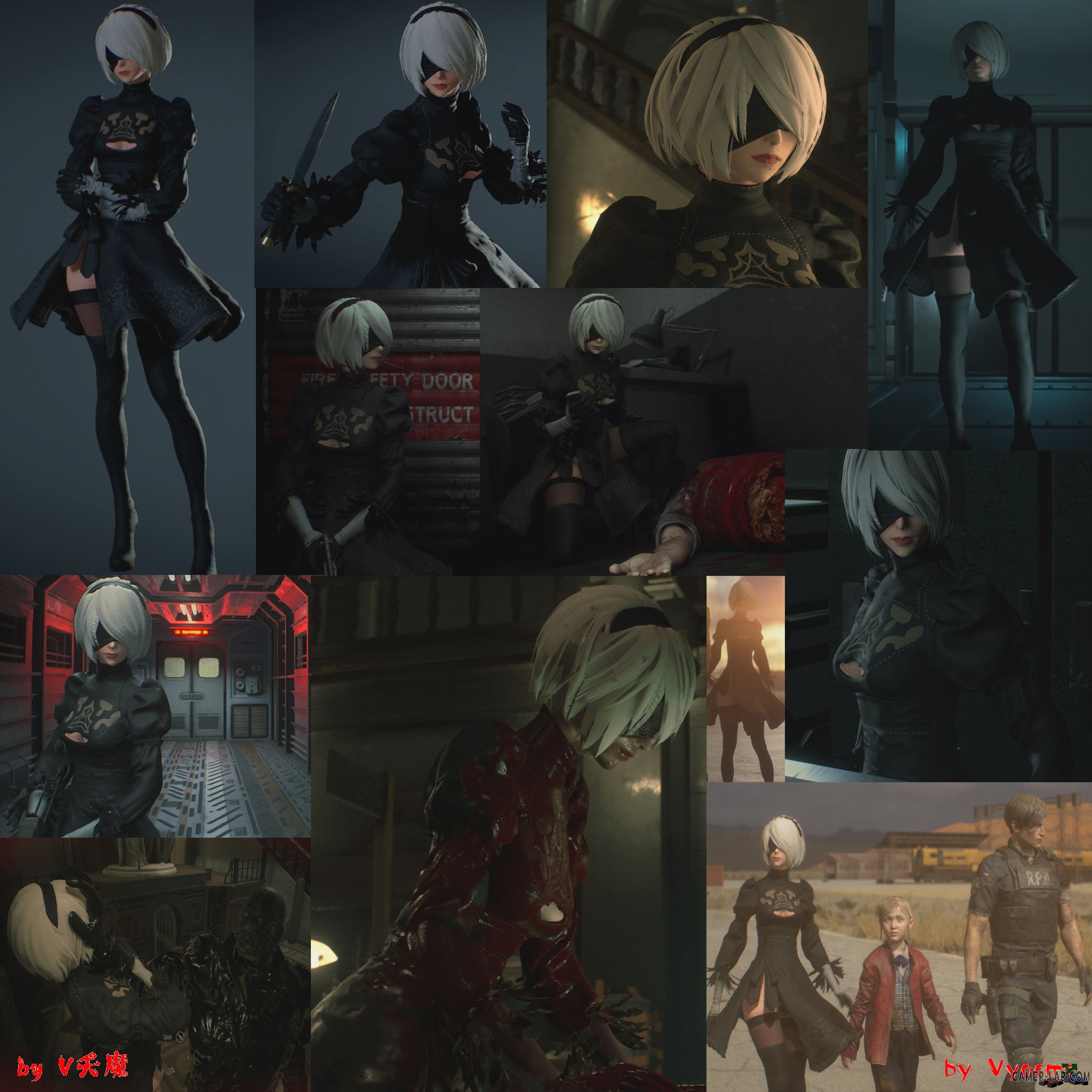 2B (Nier Automata) - Claire and Ada - Персонажи - Модели и ретекстуры -  Resident Evil 2 (2019) - Девушка-андроид 2B из Nier Automata, замена Клэр и  Ады