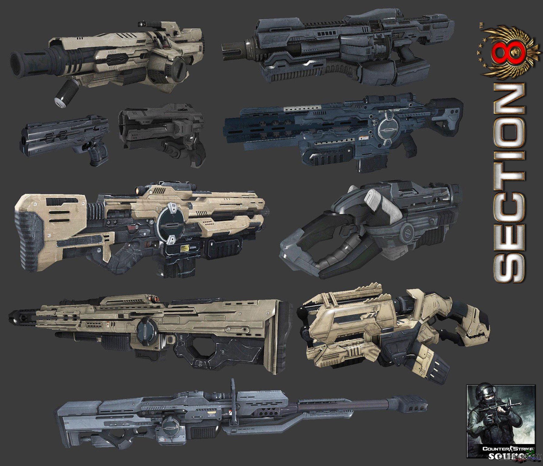 Section 8 Weapons Pack - Packs - Counter-Strike: Source - Weapon models -  Source Warehouse (HL2) - Пак оружия из Section 8