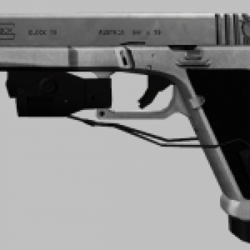 White Glock 18 with green laser