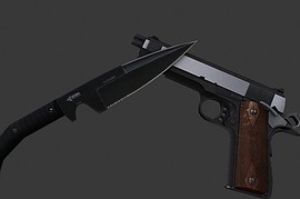 Colt 1911 with CQB MW2 Knife