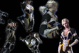 Jill in yellow Mass Effect Battlesuit